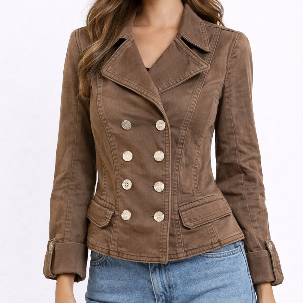 WHBM New With Tags Women's Tan Double-Breasted blazer, Sz 4